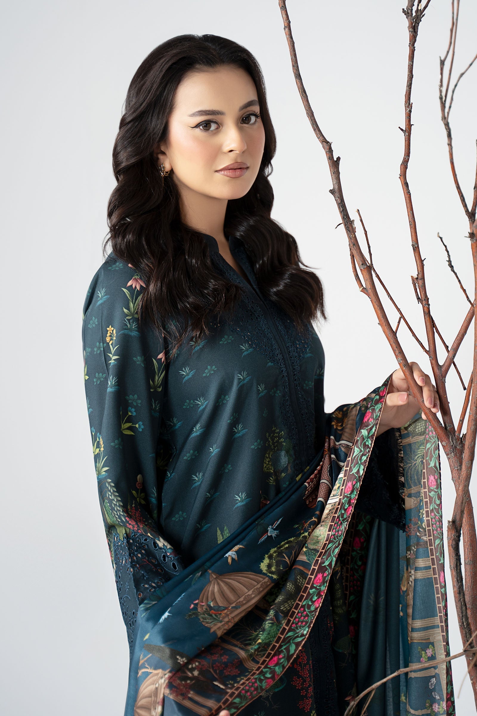 Maria B | Pre Fall Dresses | 3 Piece Embroidered Linen Suit ZE - Ladies Clothes - Maria Faisal