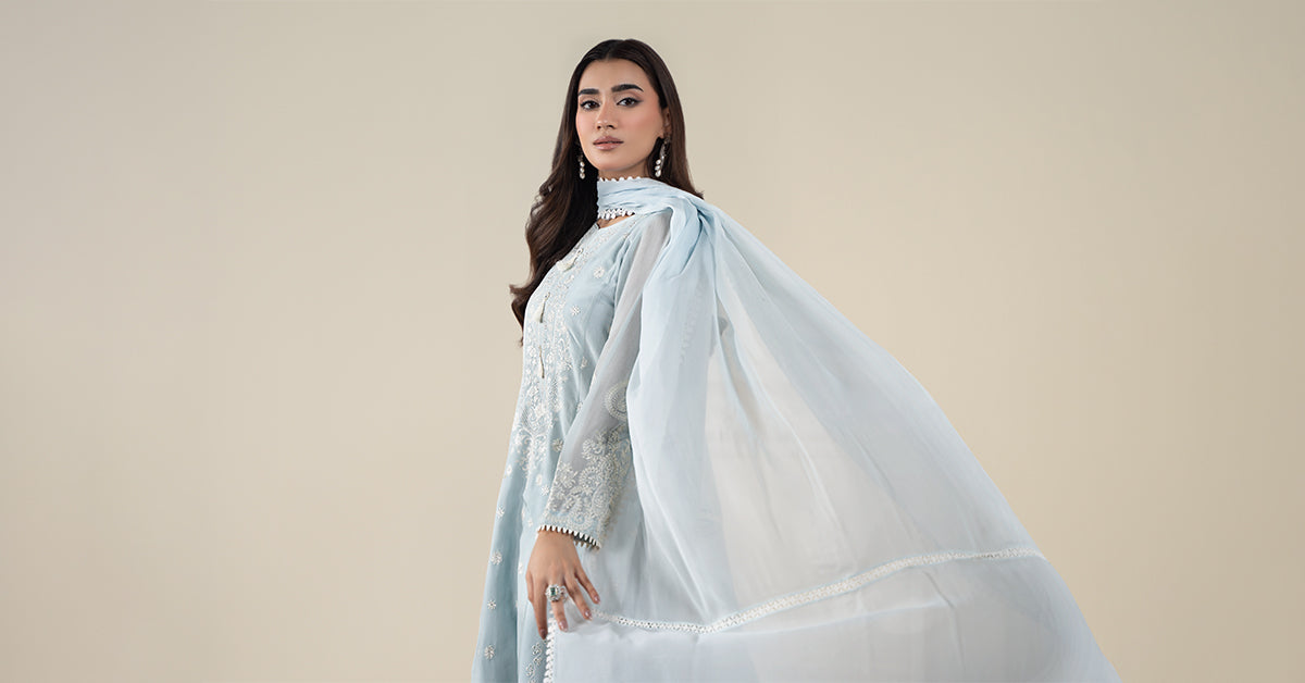 Maria B | Luxury Winter Pret 25 | DW-EA25-76-Blue - Ladies Clothes - Maria Faisal