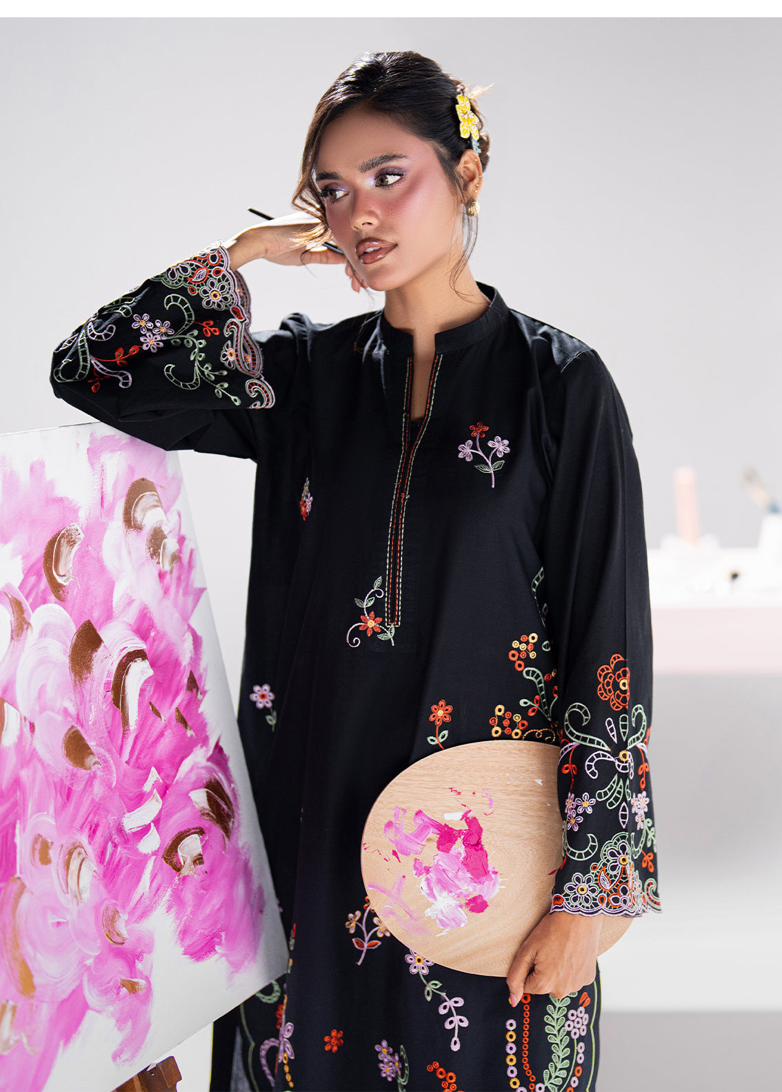 Sahane | Blush n Bliss Premium | LP63006 Midnight Petal - Casual Dress - available at Maria Faisal in UK and USA.