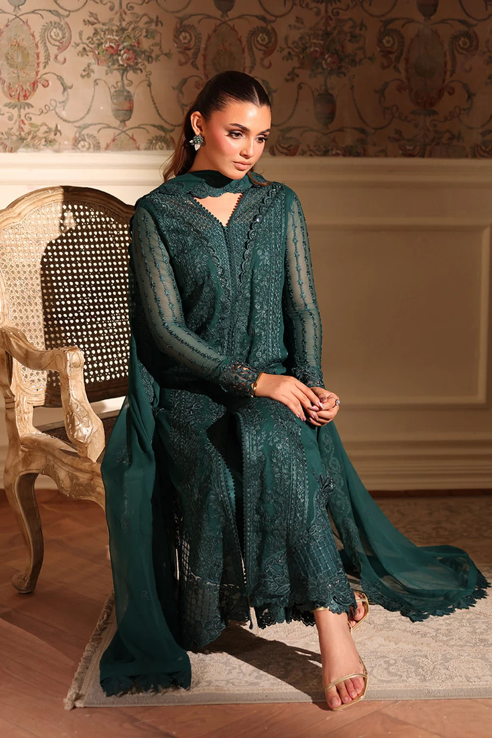 Azure | Ensembles | Enchanted Forest - Casual Dress - available at Maria Faisal in UK and USA.
