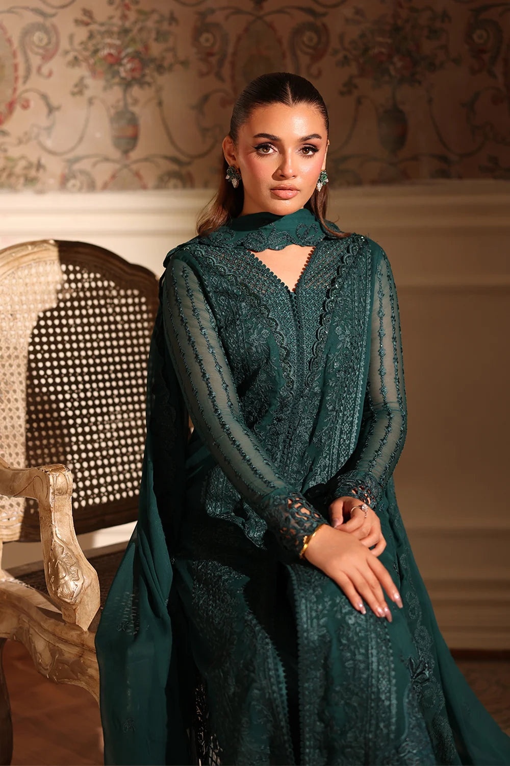 Azure | Ensembles | Enchanted Forest - Casual Dress - available at Maria Faisal in UK and USA.