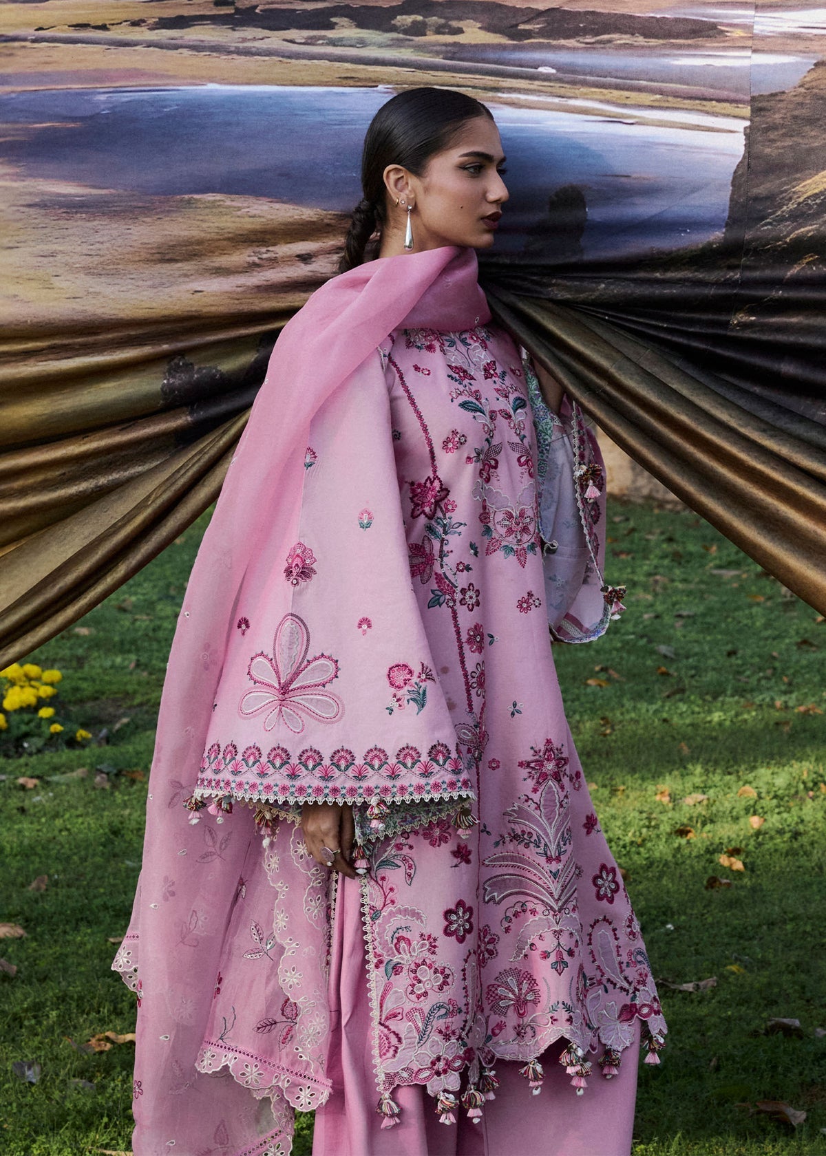 Hussain Rehar | Zan SS26 | Elfa - Luxury Dress - available at Maria Faisal in UK and USA.