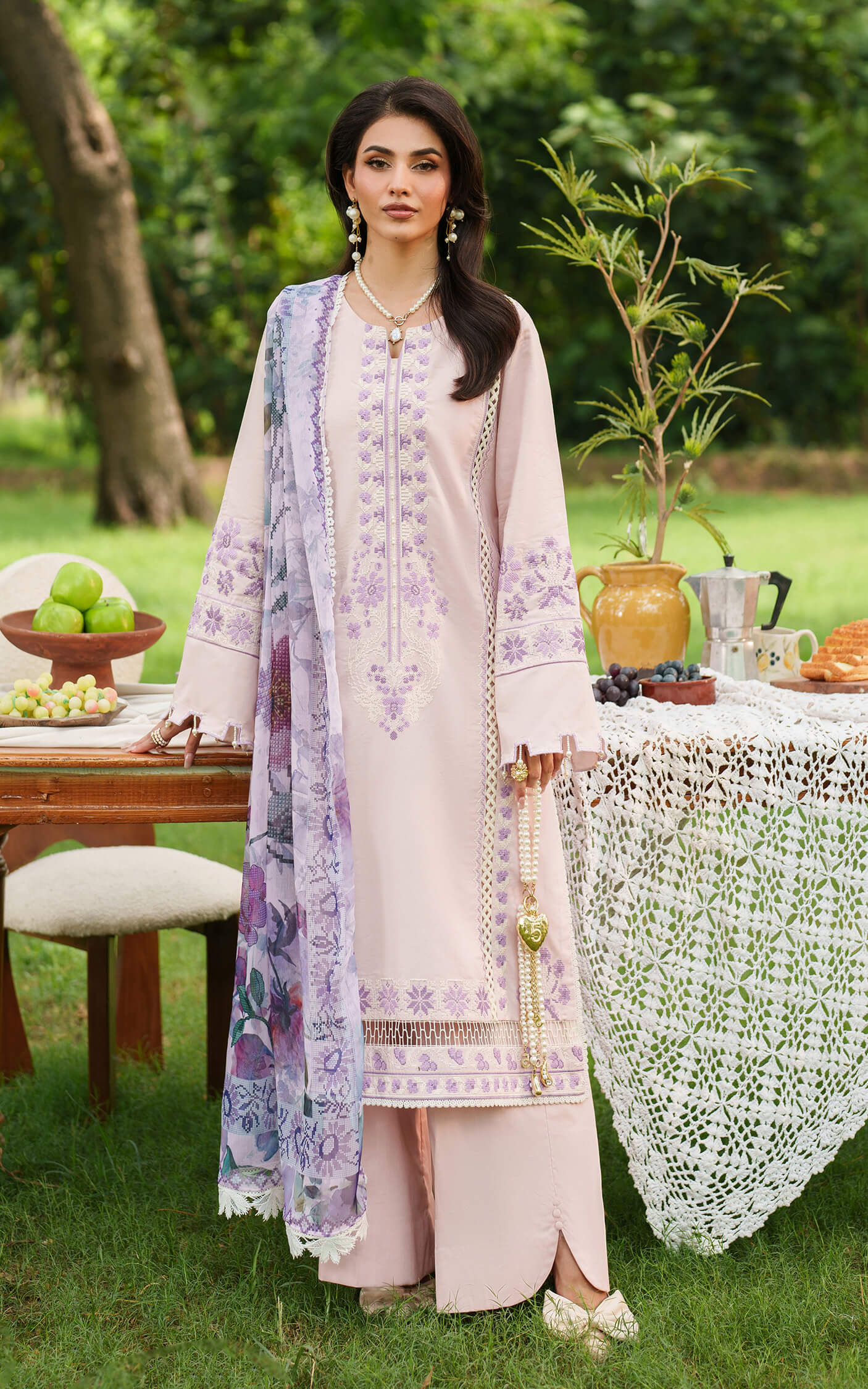 Asifa and Nabeel | Eden Cambric 25 | Elysian Petals ECU25-08 - Ladies Clothes - Maria Faisal
