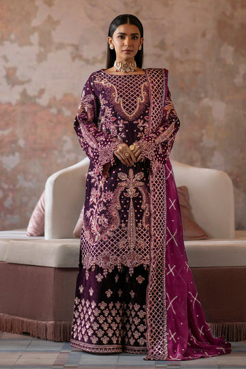 Emaan Adeel | Saanjh Velvet Collection 24 | Anika - Designer Dress with Intricate embroidery and embellishments. Shop elegent wedding dress at Maria Faisal.