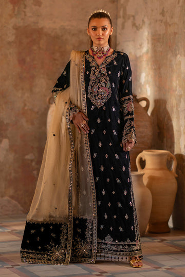 Emaan Adeel | Saanjh Velvet Collection 24 | Ishaan - Designer Dress with Intricate embroidery and embellishments. Shop elegent wedding dress at Maria Faisal.
