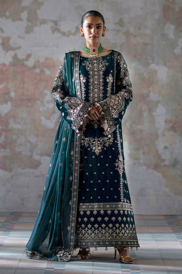Emaan Adeel | Saanjh Velvet Collection 24 | Meher - Designer Dress with Intricate embroidery and embellishments. Shop elegent wedding dress at Maria Faisal.