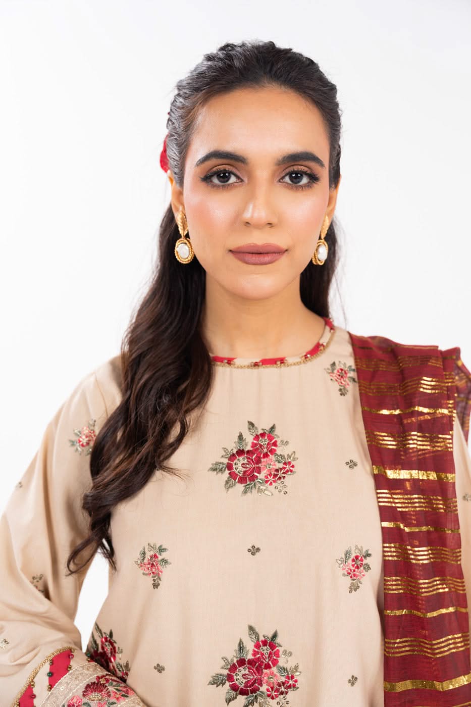 AlKaram | Festive Summer 25 | FC-35N-25-Beige by Maria Faisal - Registered Vendor of : Alkaram - type : Ladies Clothes - 100% original wedding dresses