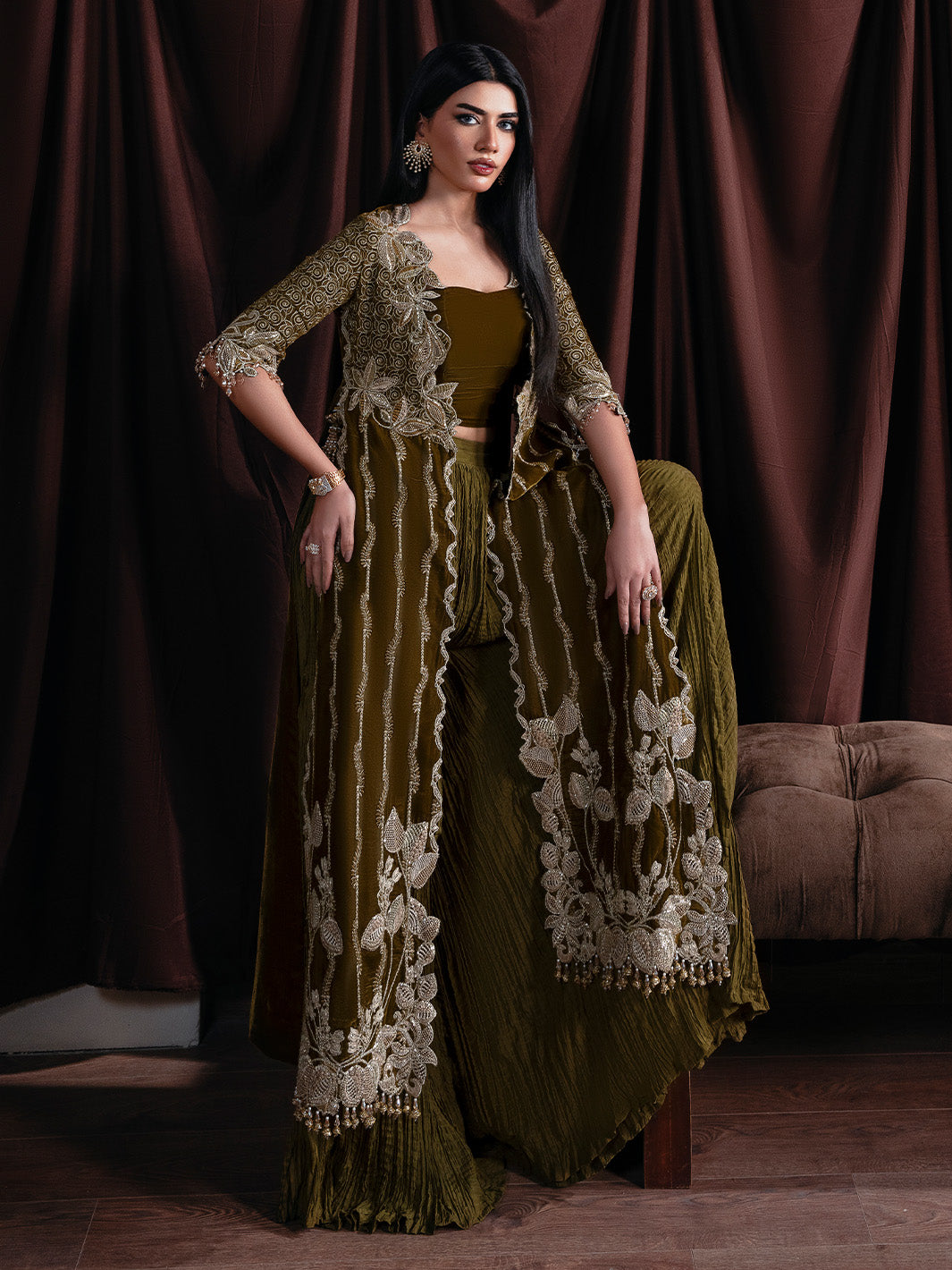 Faiza Faisal | Solene Luxury Velvets | EVANIA - Formal Dress - available at Maria Faisal in UK and USA.