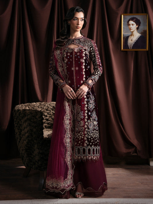 Faiza Faisal | Solene Luxury Velvets | RAVENA - Formal Dress - available at Maria Faisal in UK and USA.