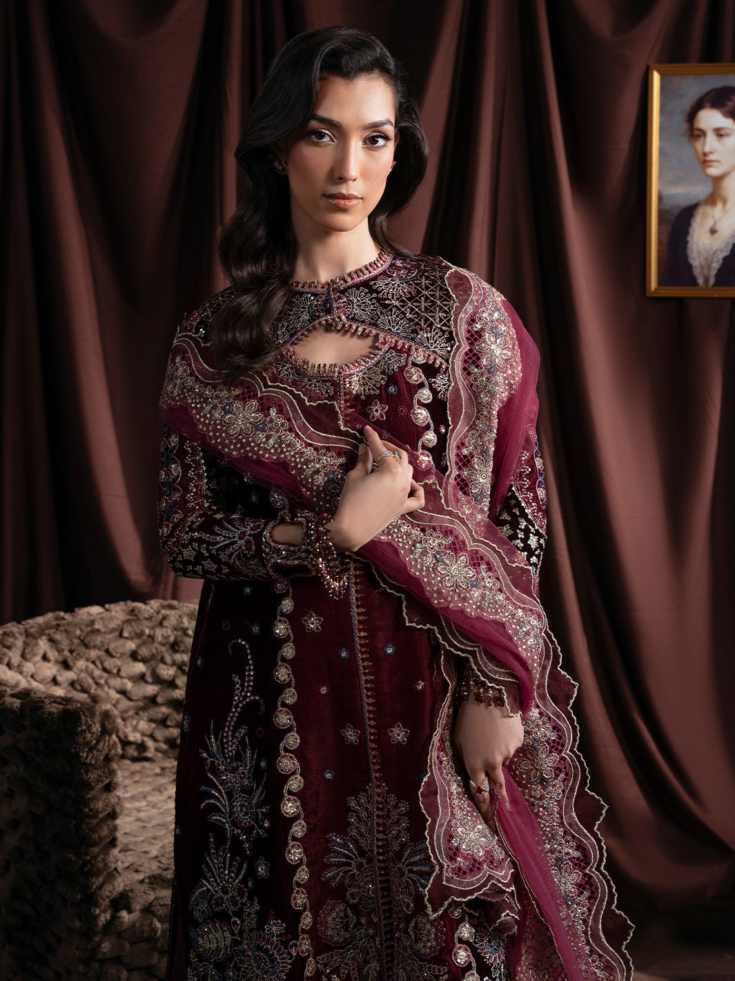 Faiza Faisal | Solene Luxury Velvets | RAVENA - Formal Dress - available at Maria Faisal in UK and USA.