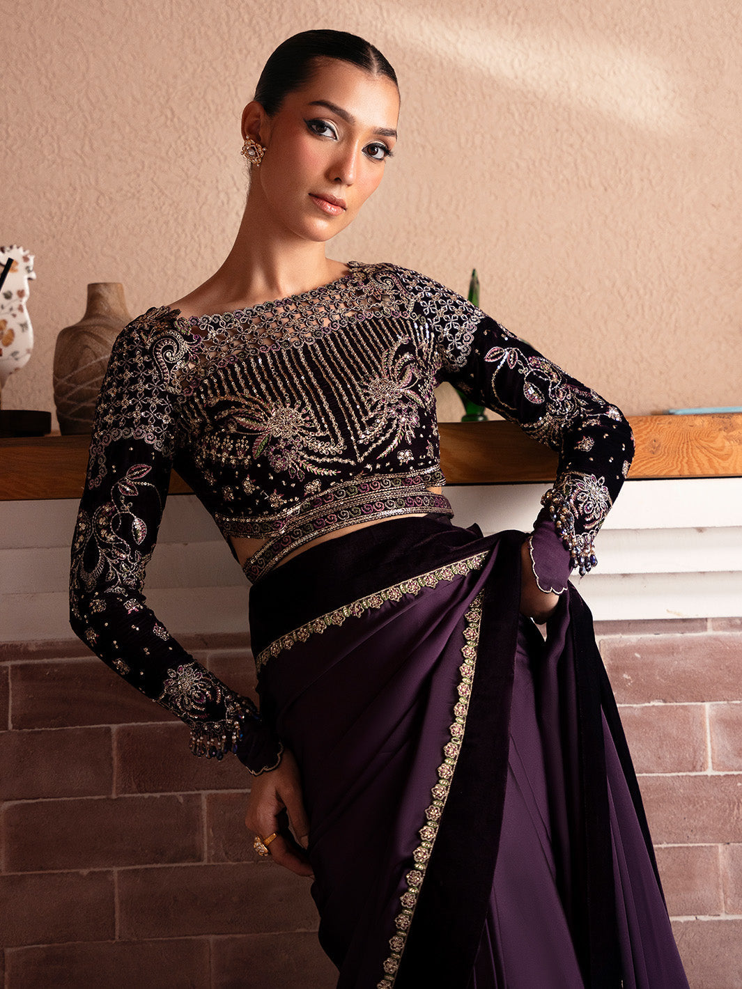 Faiza Faisal | Solene Luxury Velvets | VELORA - Formal Dress - available at Maria Faisal in UK and USA.