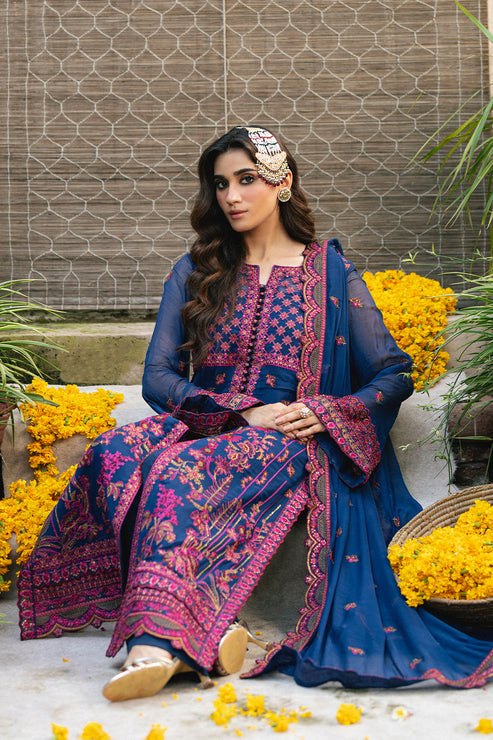 Maryum N Maria | Gulnaar Formals | 3 Piece Embroidered Chiffon ROKSANA - FSU5653 - Ladies Clothes - Maria Faisal