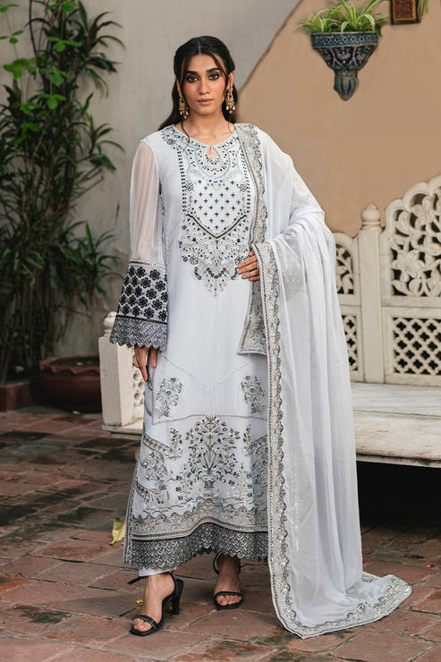 Maryum N Maria | Gulnaar Formals | 3 Piece Embroidered Chiffon LILIYA - FSU5657 - Ladies Clothes - Maria Faisal