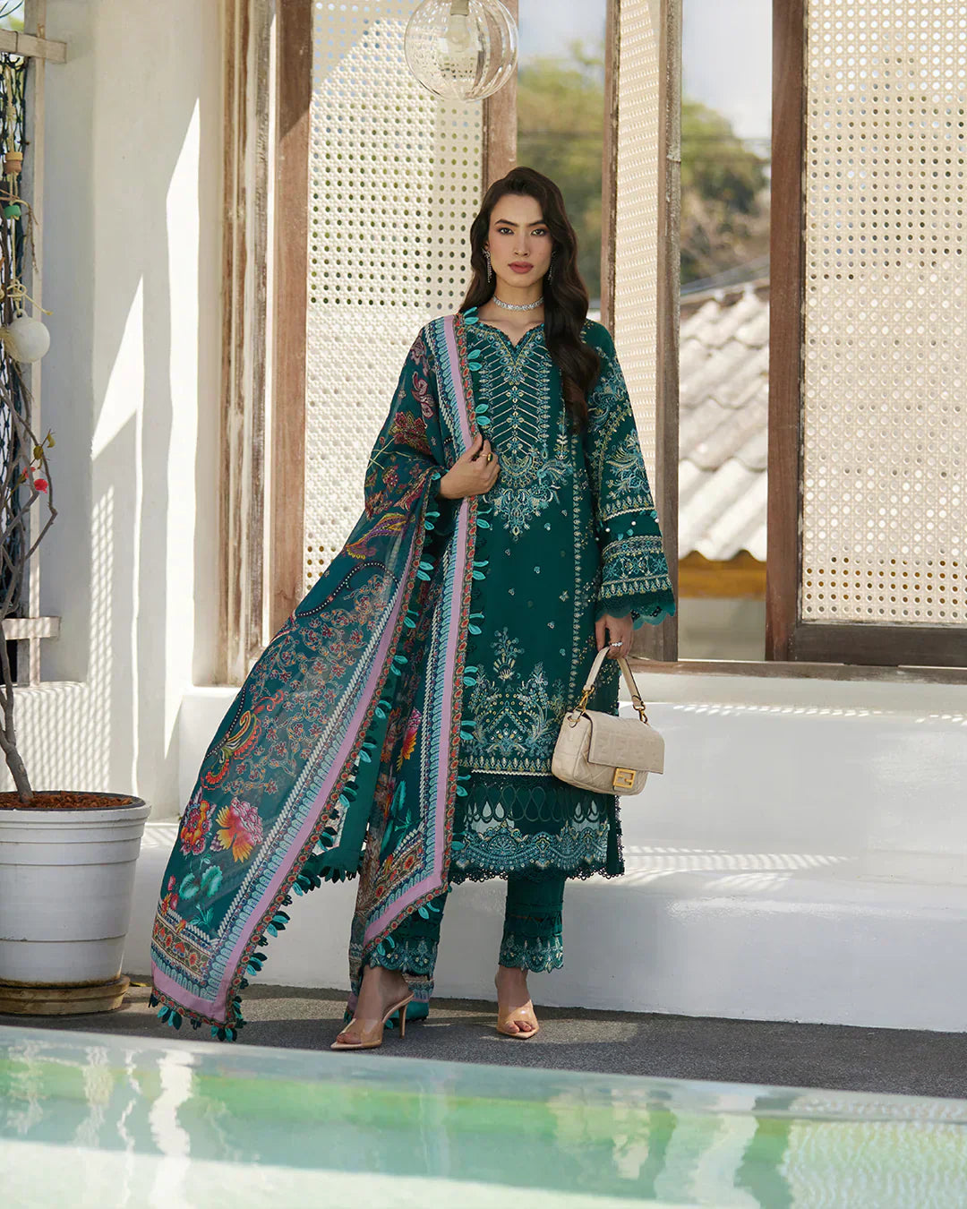 Faiza Saqlain | Liliana Luxury Lawn 24 | Milena - Ladies Clothes - Maria Faisal