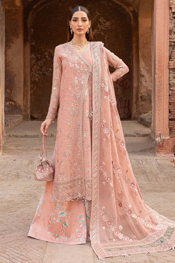 Farasha | Ritzier Wedding Formals | Peach Bell - Designer Dress with Intricate embroidery and embellishments. Shop elegent wedding dress at Maria Faisal.
