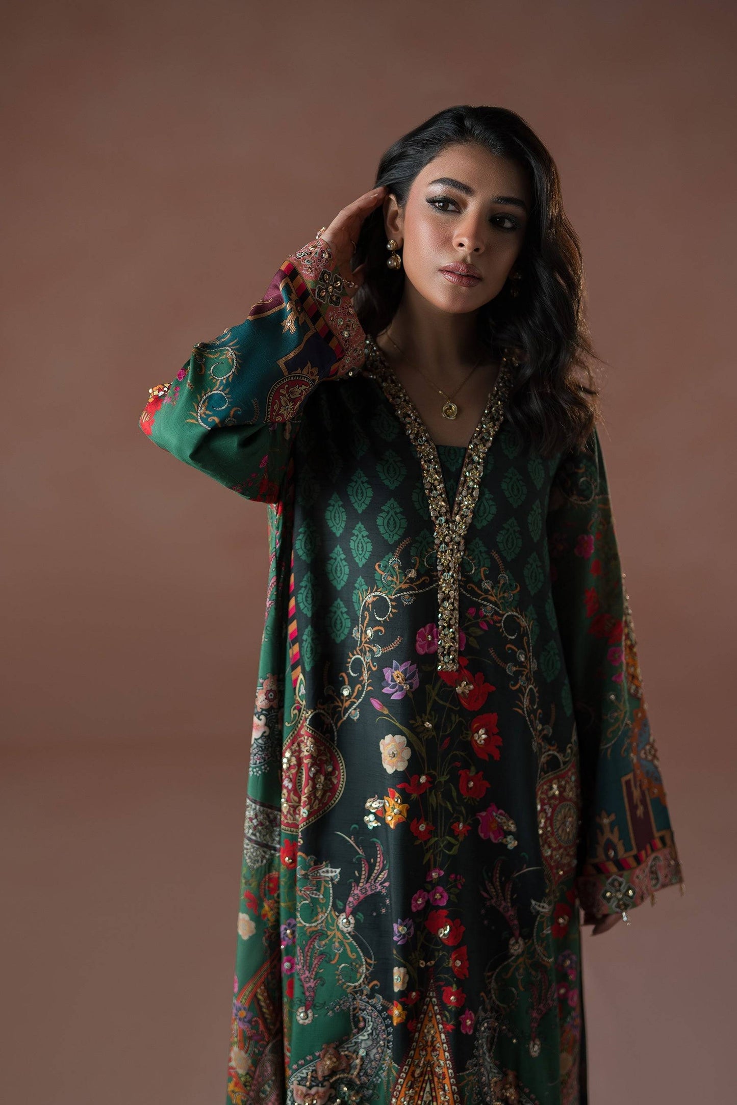 Ammara Khan | Flo 25 | Forest Floral Tassel Kaftan Set (D-06) by Maria Faisal - Registered Vendor of : Ammara Khan - type : Ladies Clothes - 100% original wedding dresses