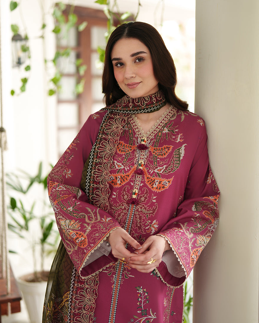 Roheenaz | Whispered Florals | Floral Garden - Casual Dress - available at Maria Faisal in UK and USA.