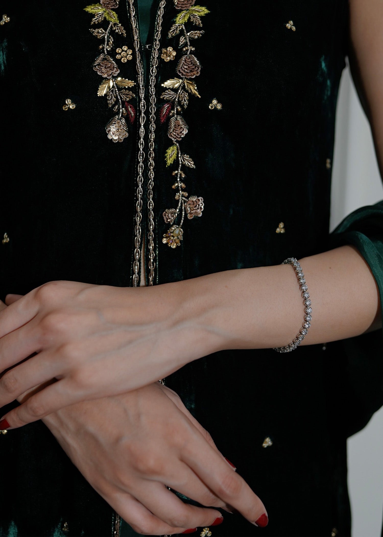 Mahum Asad | Voila Velvets | Emerald - Ladies Clothes - Maria Faisal