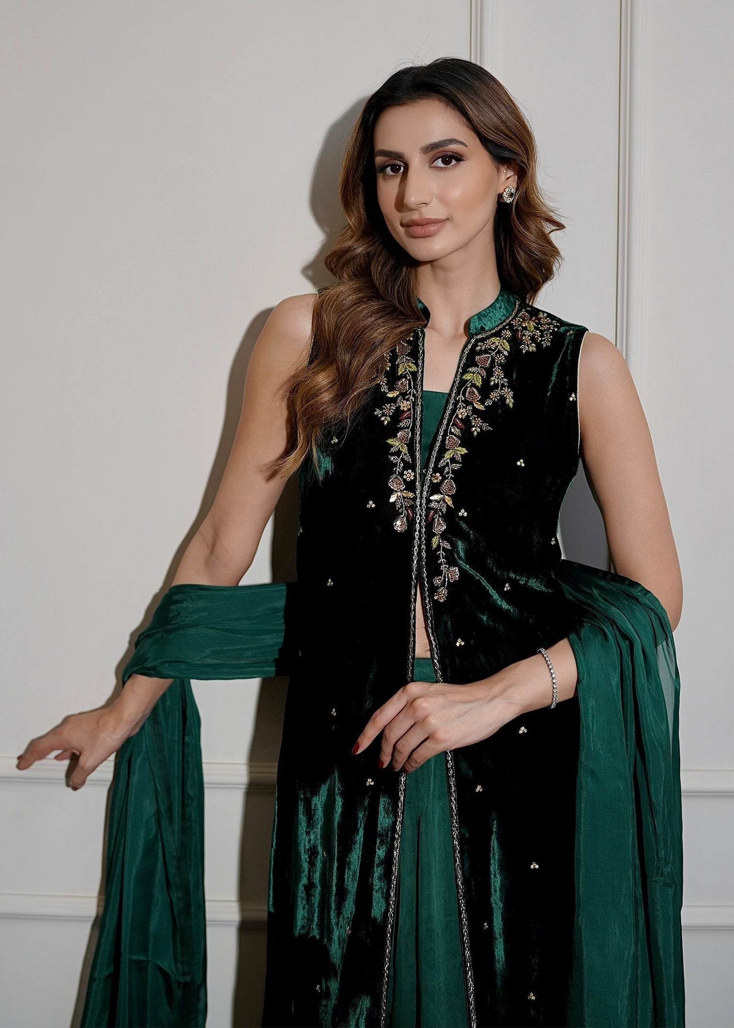 Mahum Asad | Voila Velvets | Emerald - Ladies Clothes - Maria Faisal