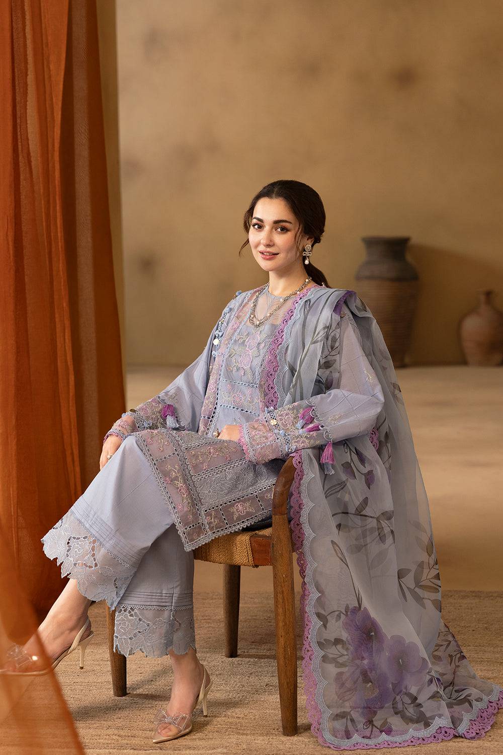 Saira Rizwan | Luxury Lawn 25 |EDRINA-SRL25-03 by Maria Faisal - Registered Vendor of : Saira Rizwan - type : Ladies Clothes - 100% original wedding dresses