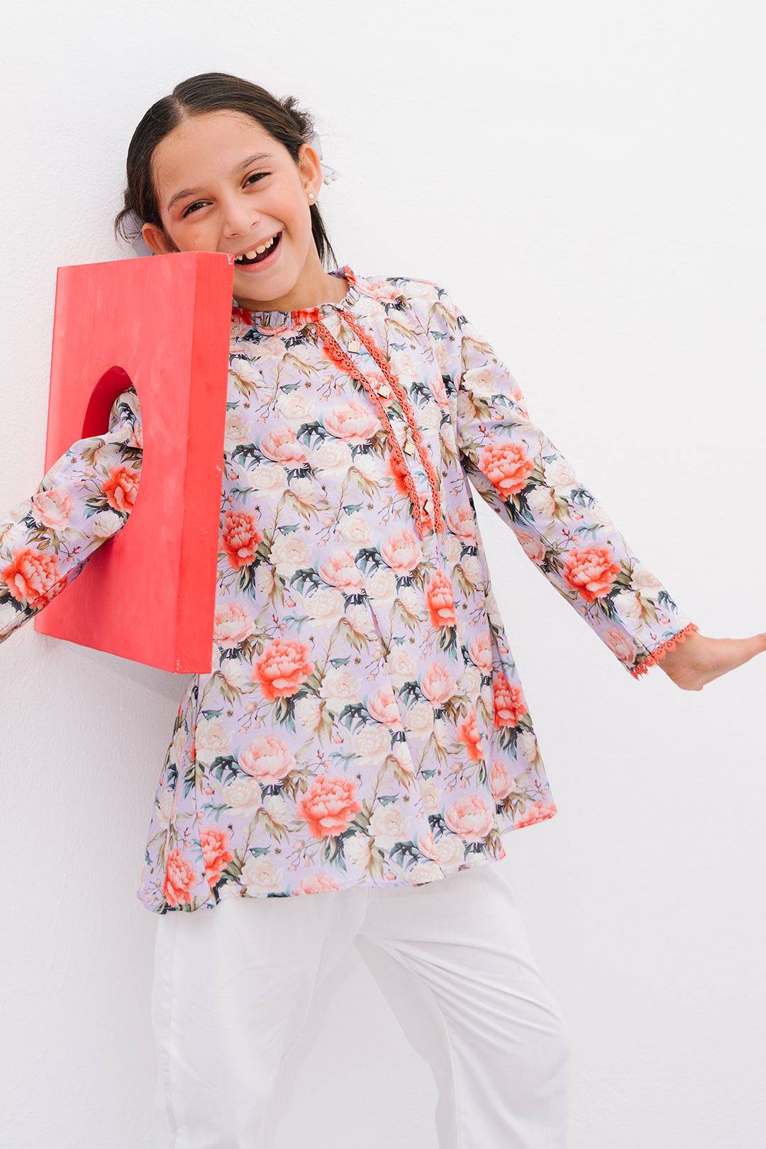 Zellbury Girls | 1 Piece Lawn | Kurta - 1390 by Maria Faisal - Registered Vendor of : Zellbury Girls - type : Kids Clothes - 100% original wedding dresses