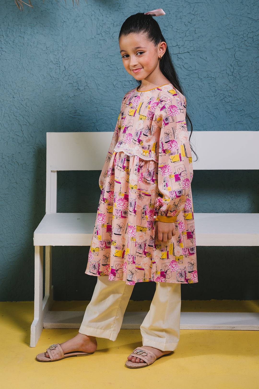 Zellbury Girls | 1 Piece Lawn | Embroidered Kurta - 1452 by Maria Faisal - Registered Vendor of : Zellbury Girls - type : Kids Clothes - 100% original wedding dresses