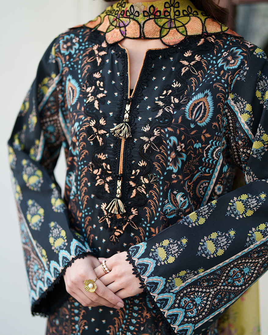 Roheenaz | Whispered Florals | Garden Mist - Casual Dress - available at Maria Faisal in UK and USA.