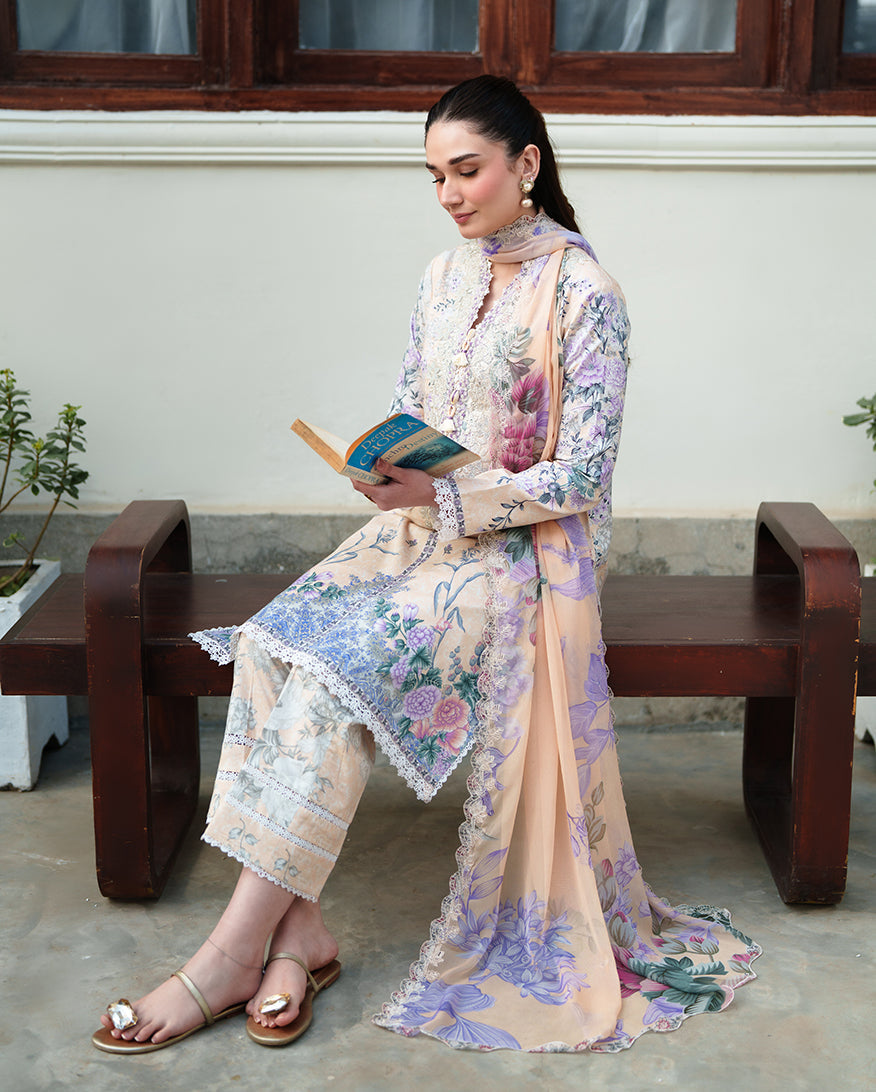Roheenaz | Whispered Florals | Gentle Breeze - Casual Dress - available at Maria Faisal in UK and USA.