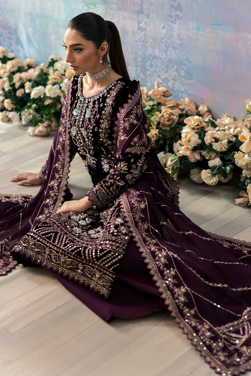 Gulaal | Celeste Velvet 24 | Plum - Ladies Clothes - Maria Faisal