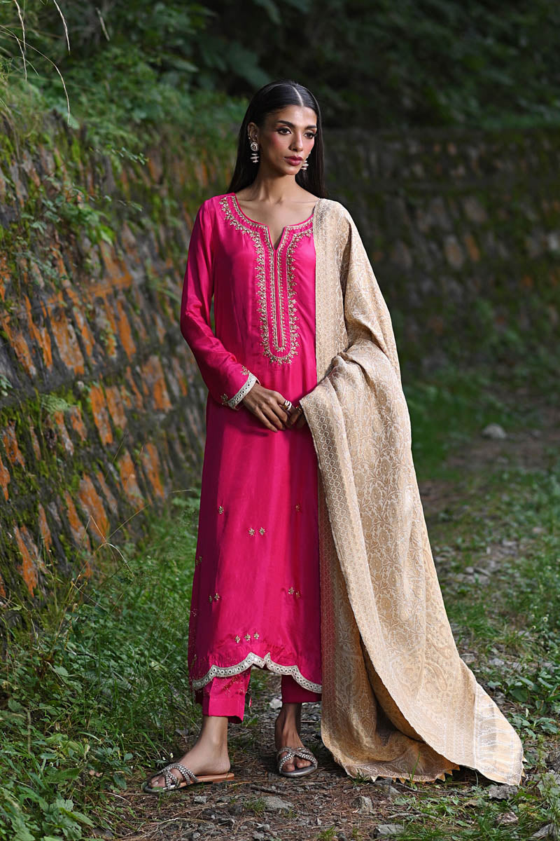 Hue Pret | Farasha Luxury Pret | Fuchsia - Ladies Clothes - Maria Faisal