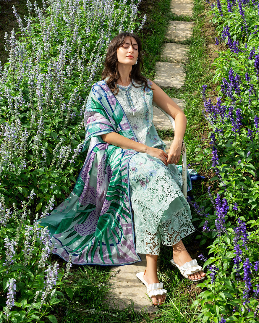 Mushq | Hemline the Secret Garden | Hummingbird Haven - Luxury Dress - available at Maria Faisal in UK and USA.