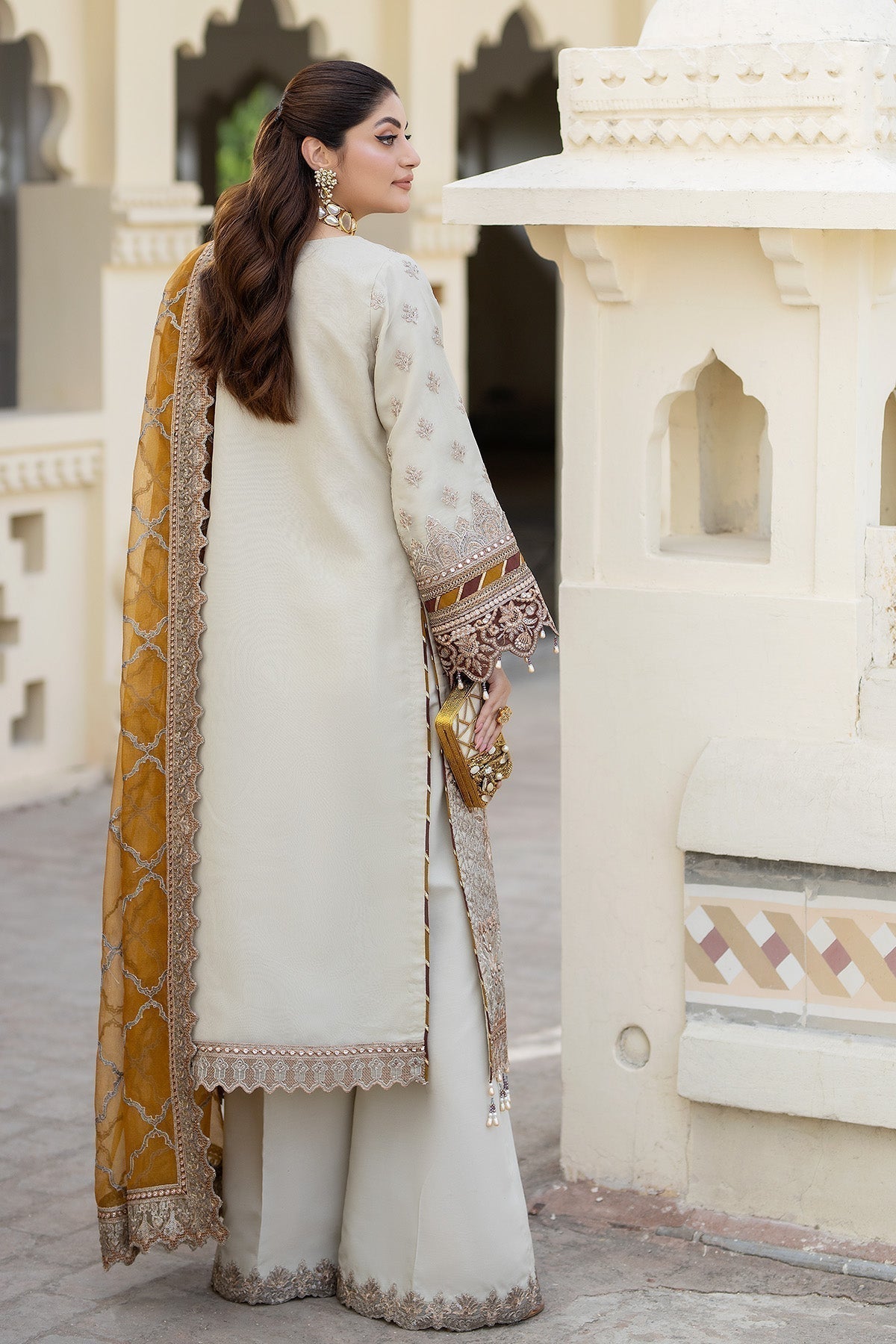 Imrozia Premium | Baad e Saba Formals | IP-50 Sheen - Designer Dress with Intricate embroidery and embellishments. Shop elegent wedding dress at Maria Faisal.