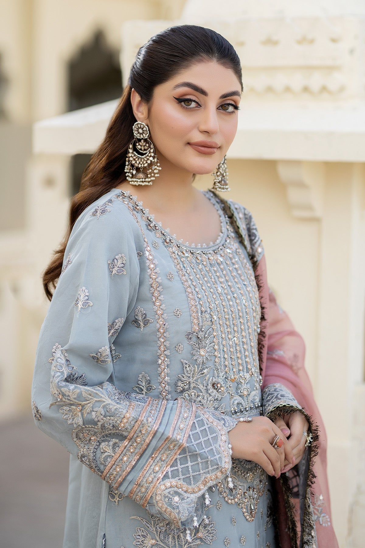Imrozia Premium | Baad e Saba Formals | IP-54 Roshni - Designer Dress with Intricate embroidery and embellishments. Shop elegent wedding dress at Maria Faisal.