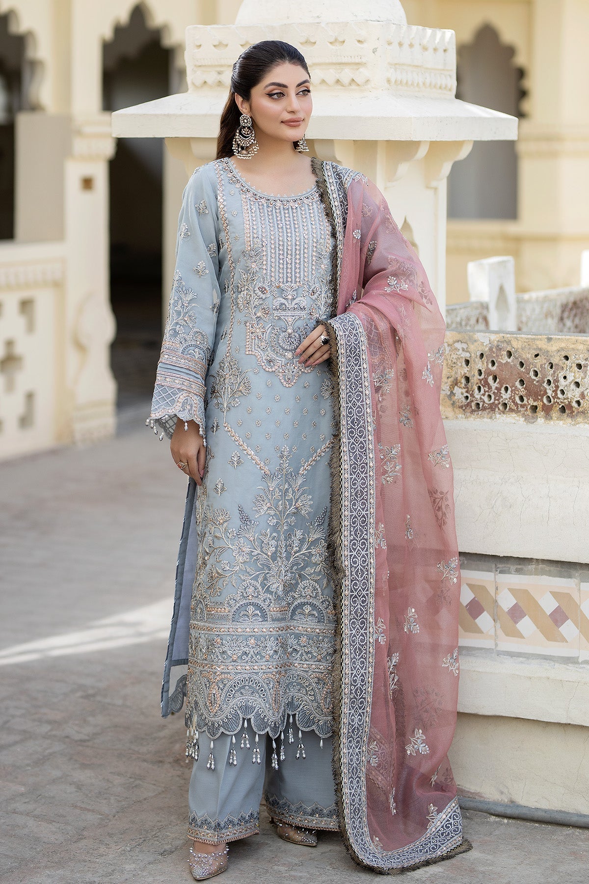 Imrozia Premium | Baad e Saba Formals | IP-54 Roshni - Designer Dress with Intricate embroidery and embellishments. Shop elegent wedding dress at Maria Faisal.