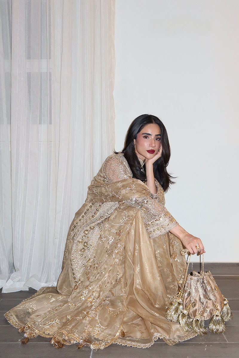 MNR | Zarlish Festive 25 | Rija Mujahid in Roshni - Formal Dress - available at Maria Faisal in UK and USA.