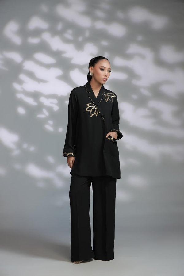 Sana Abbas | La Fiesta A W Pret | Onyx - Dress - available at Maria Faisal in UK and USA.