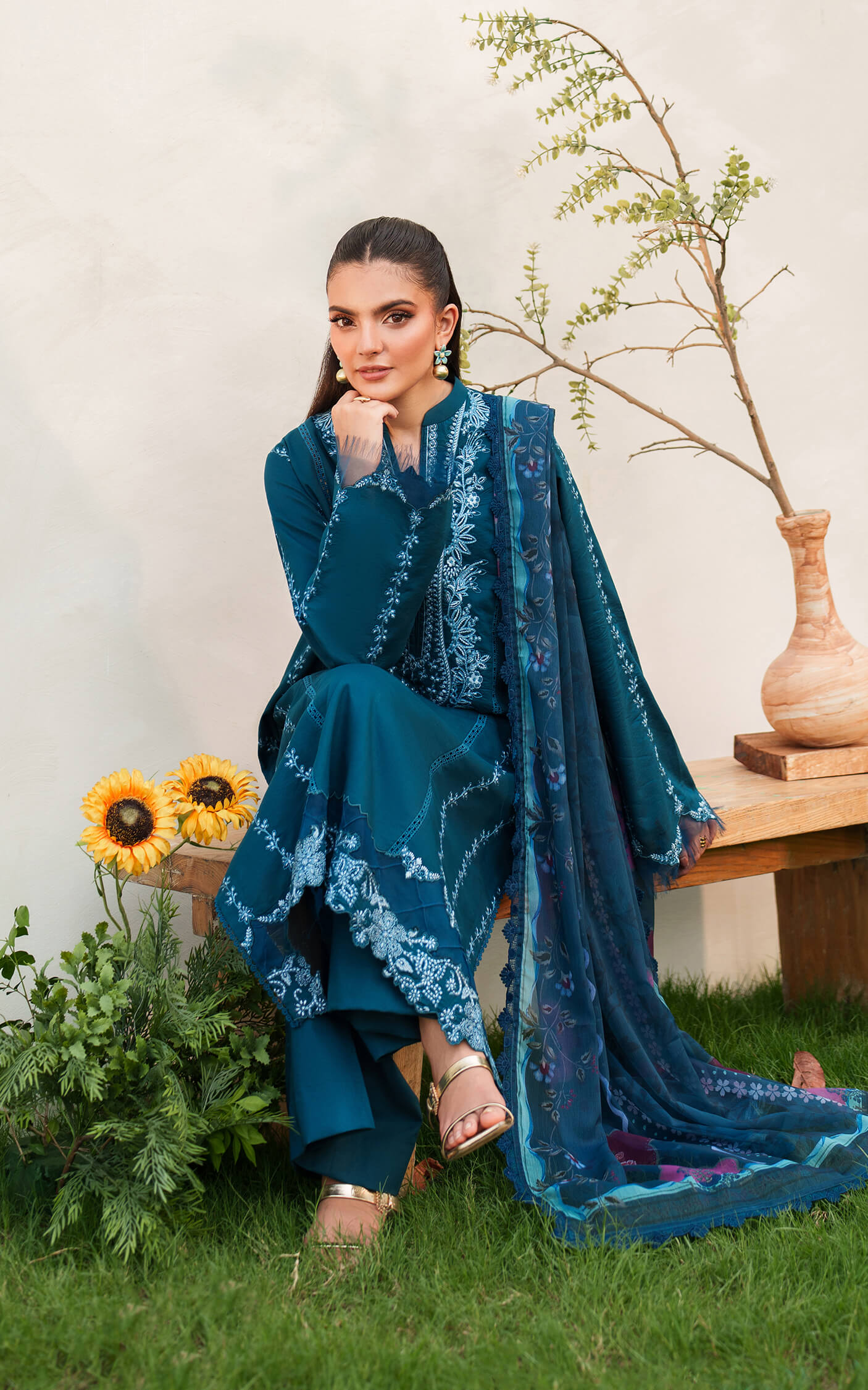 Asifa and Nabeel | Eden Cambric 25 | Iris Cloud ECU25-05 - Ladies Clothes - Maria Faisal