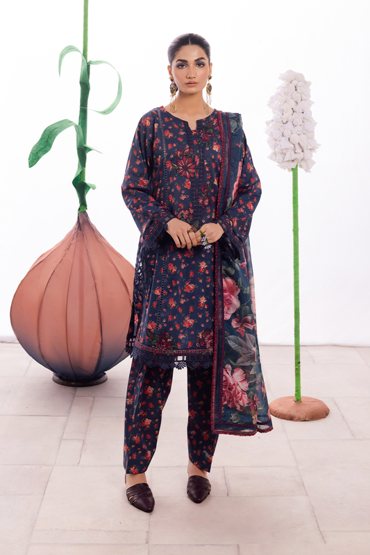 Iznik | Dahlia Embroidered Lawn | DL-07 - Ladies Clothes - Maria Faisal