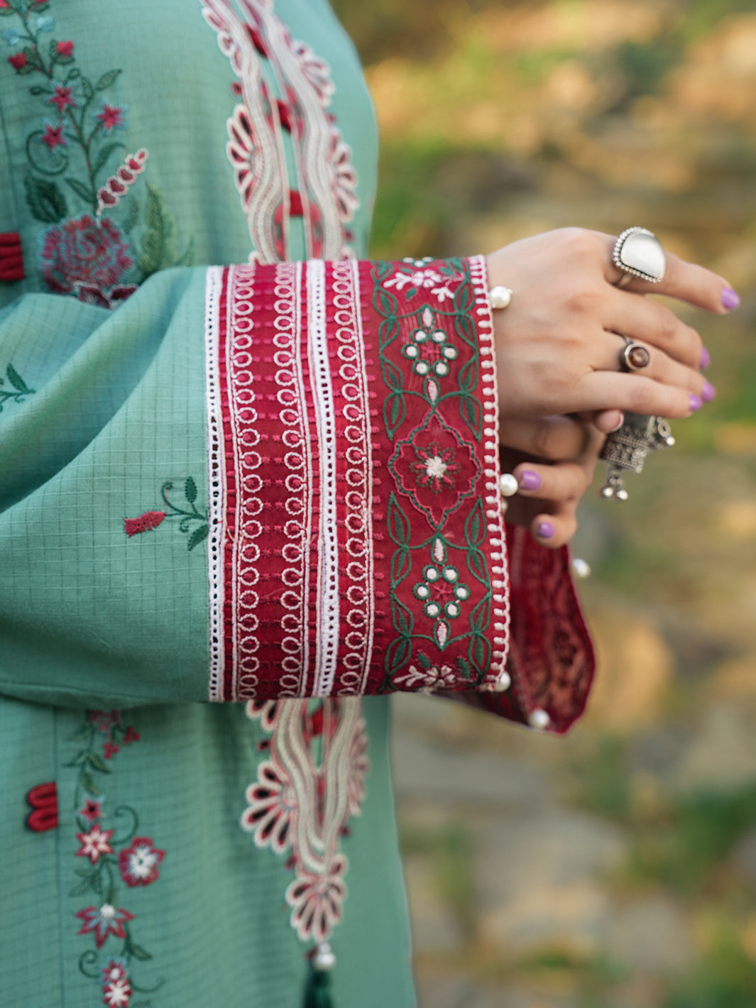 Hemstitch | The Garden Lawn | Jade - Ladies Clothes - Maria Faisal