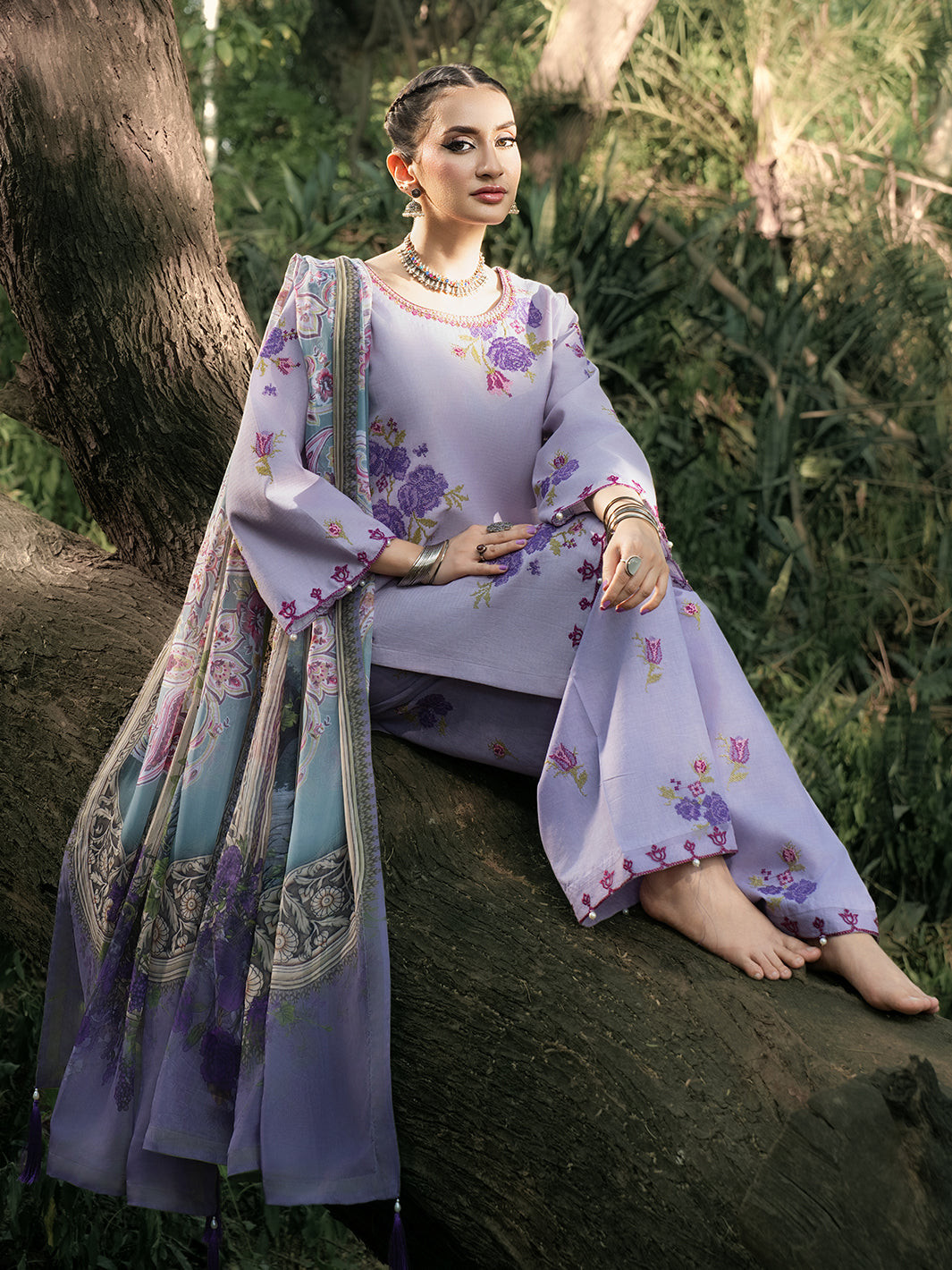 Hemstitch | The Garden Lawn | Lavender - Ladies Clothes - Maria Faisal