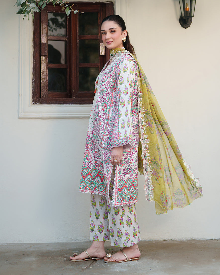 Roheenaz | Whispered Florals | Lily Drift - Casual Dress - available at Maria Faisal in UK and USA.