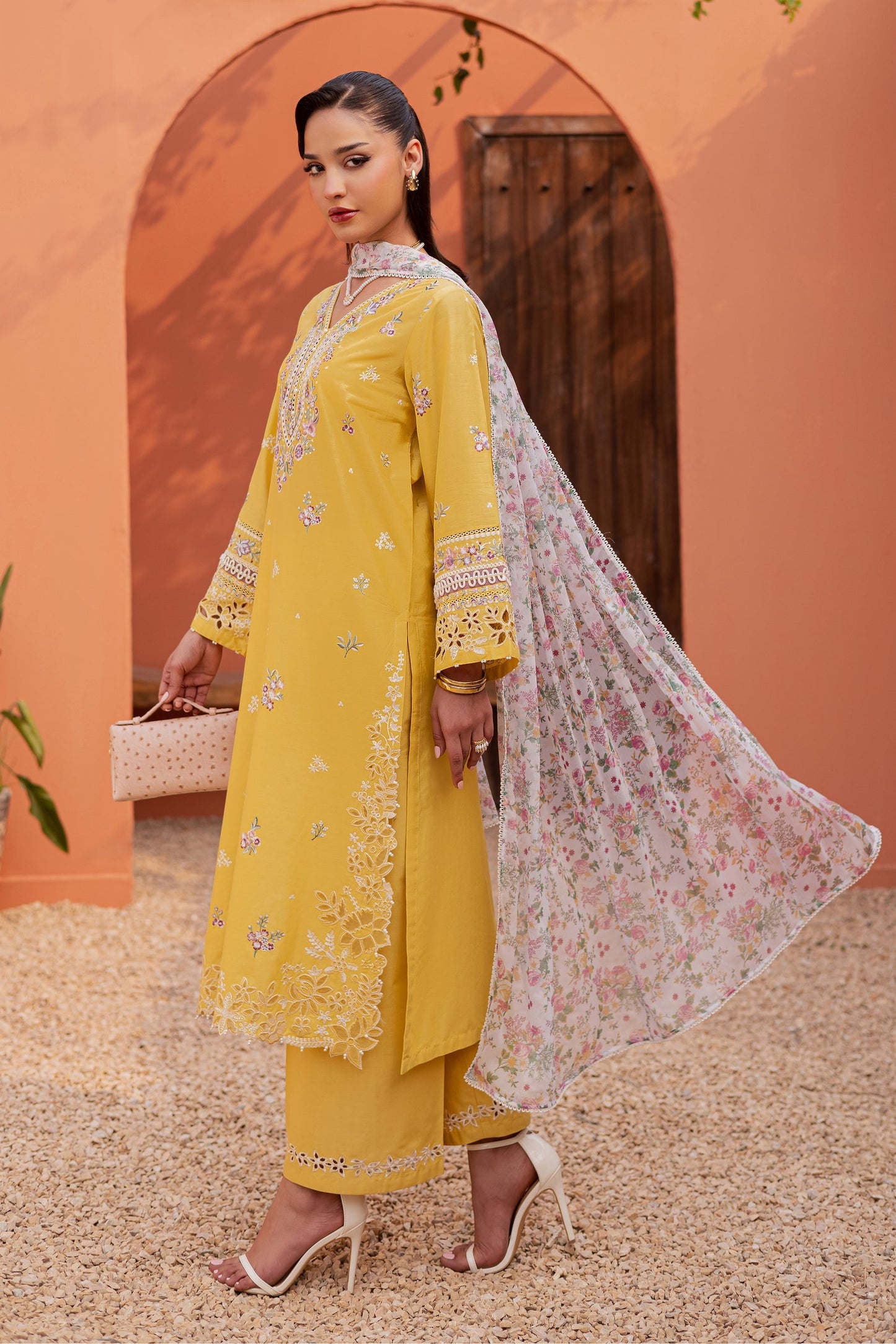 Batik | Festive Eid 26 | Lime Darla - Luxury Dress - available at Maria Faisal in UK and USA.