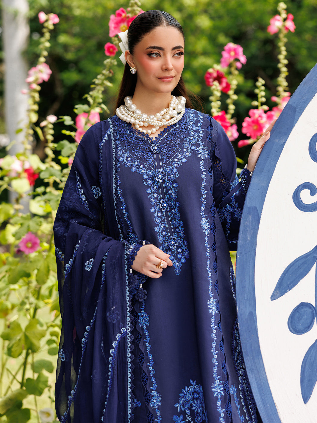 Mahnur | Morbagh Luxury Lawn 26 | M-14 - Luxury Dress - available at Maria Faisal in UK and USA.