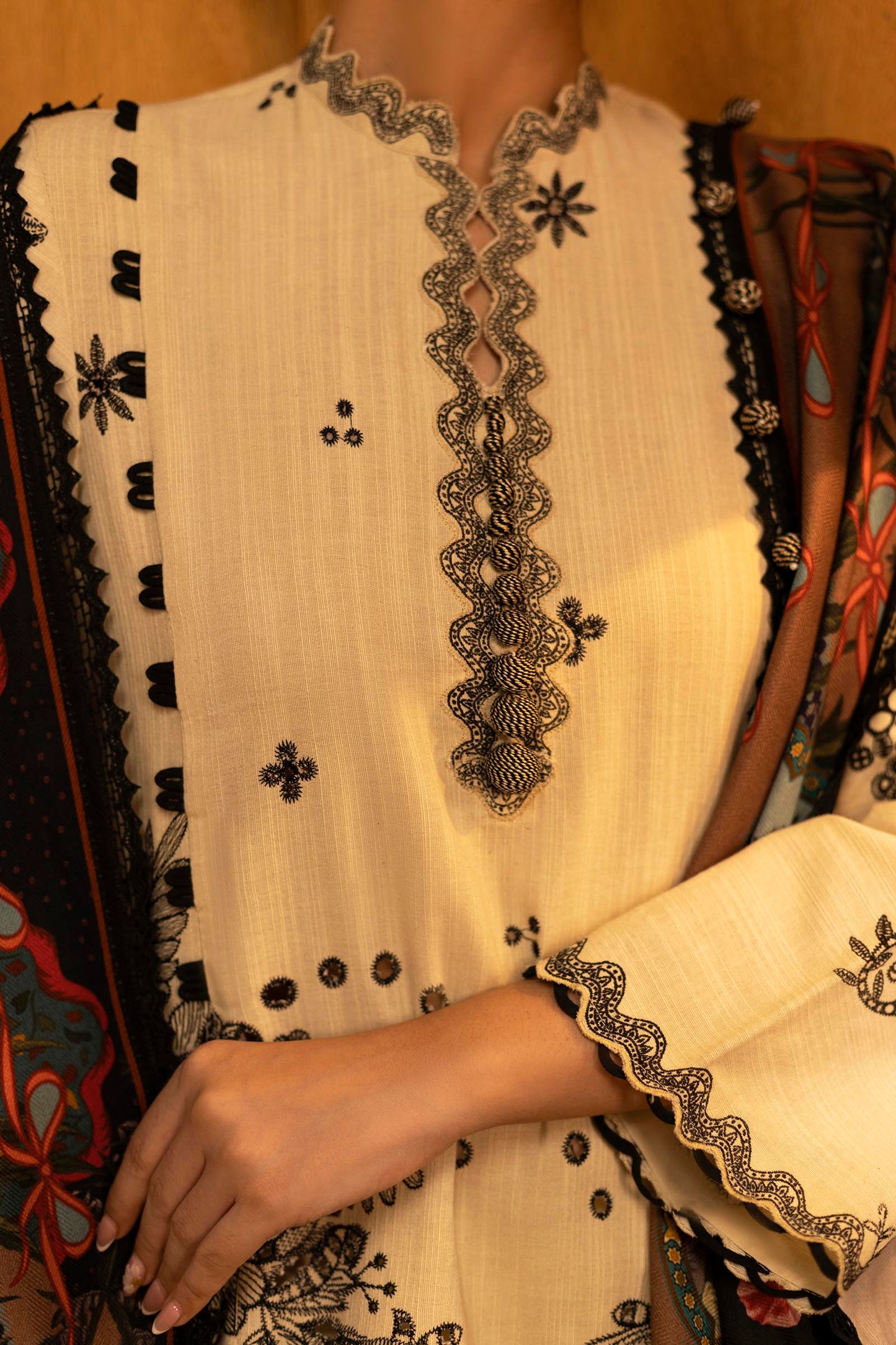 Sana Safinaz | Muzlin Winter 25 | M253-005B - Casual Dress - available at Maria Faisal in UK and USA.