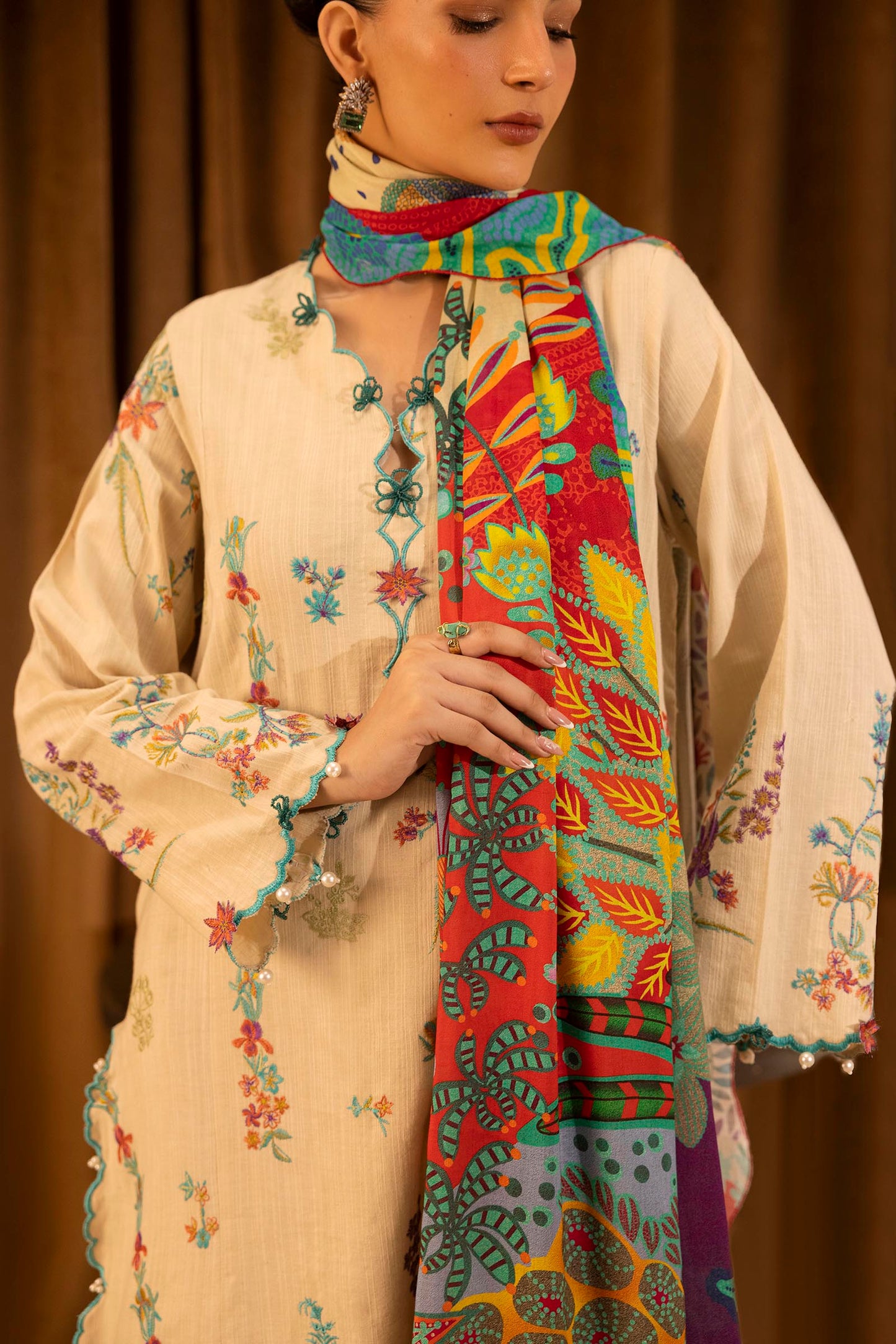 Sana Safinaz | Muzlin Winter 25 | M253-008B - Casual Dress - available at Maria Faisal in UK and USA.