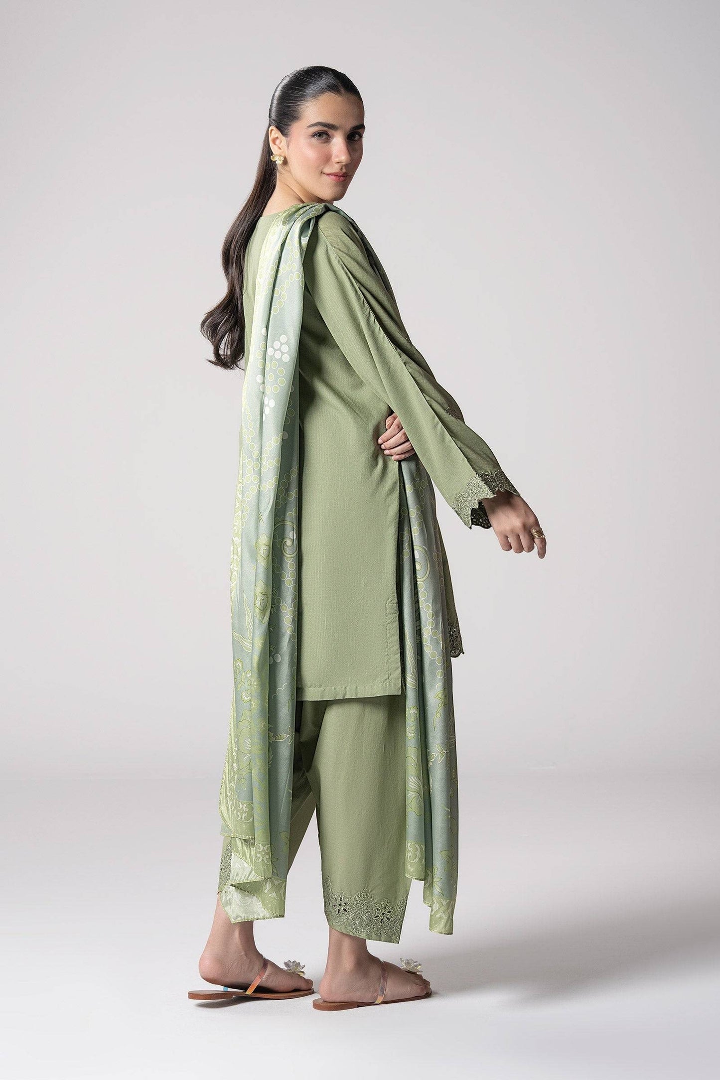 Maria B | Basics RTW | 3 Pc Embroidered Lurex Stripe Suit | MB-CS25-143 by Maria Faisal - Registered Vendor of : Maria B - type : Ladies Clothes - 100% original wedding dresses