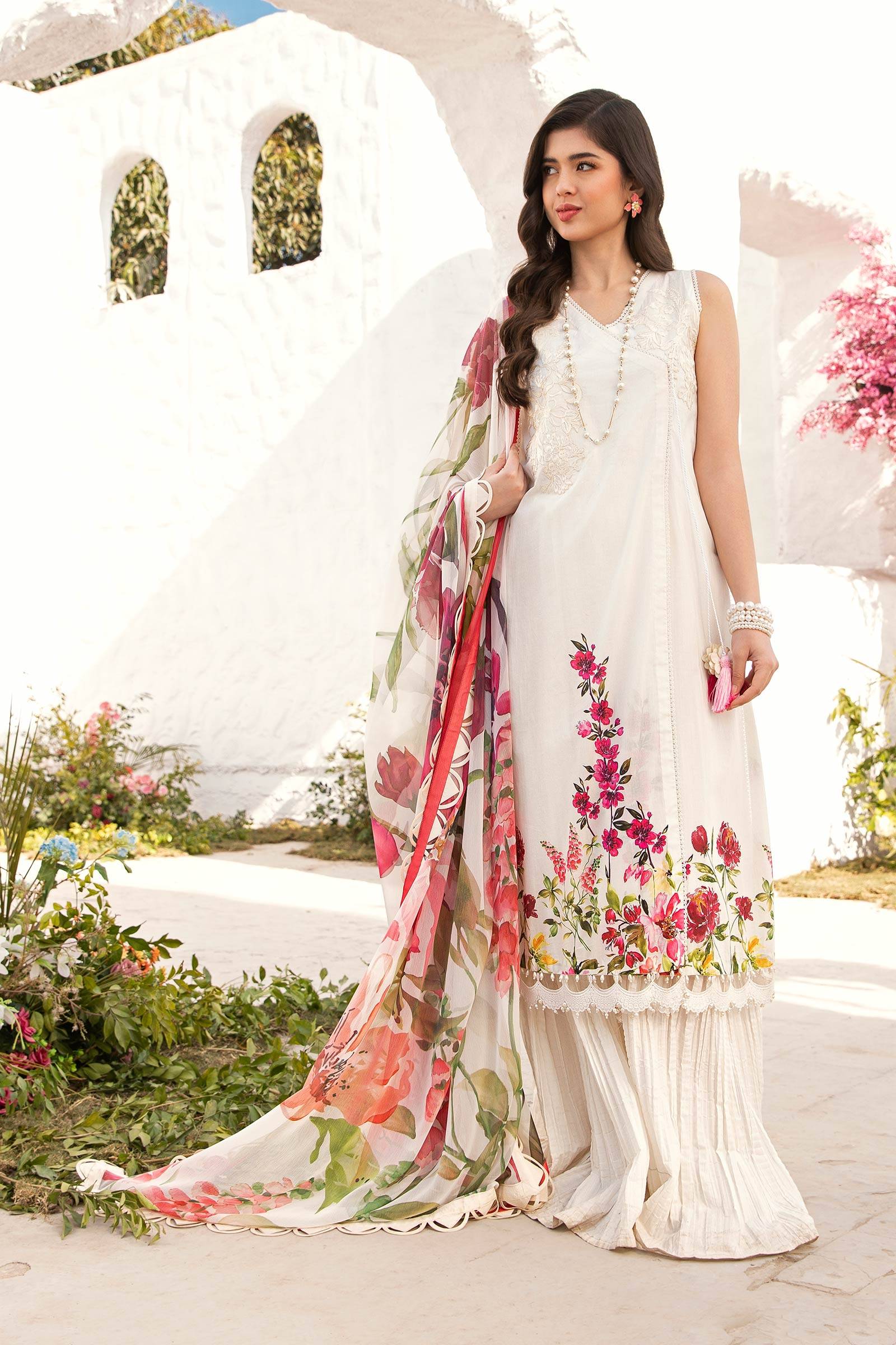 Maria B | M Basic Summer Lawn 25 | MB-CUS25-701B by Maria Faisal - Registered Vendor of : Maria B - type : Ladies Clothes - 100% original wedding dresses