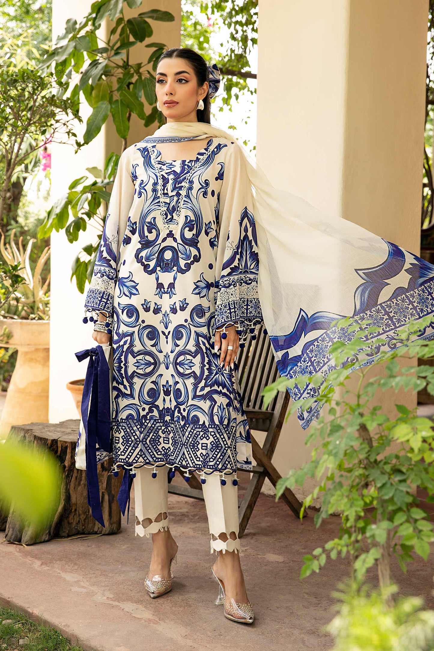 Maria B | Eid Basic Lawn | MB-CUS25-904A by Maria Faisal - Registered Vendor of : Maria B - type : Ladies Clothes - 100% original wedding dresses