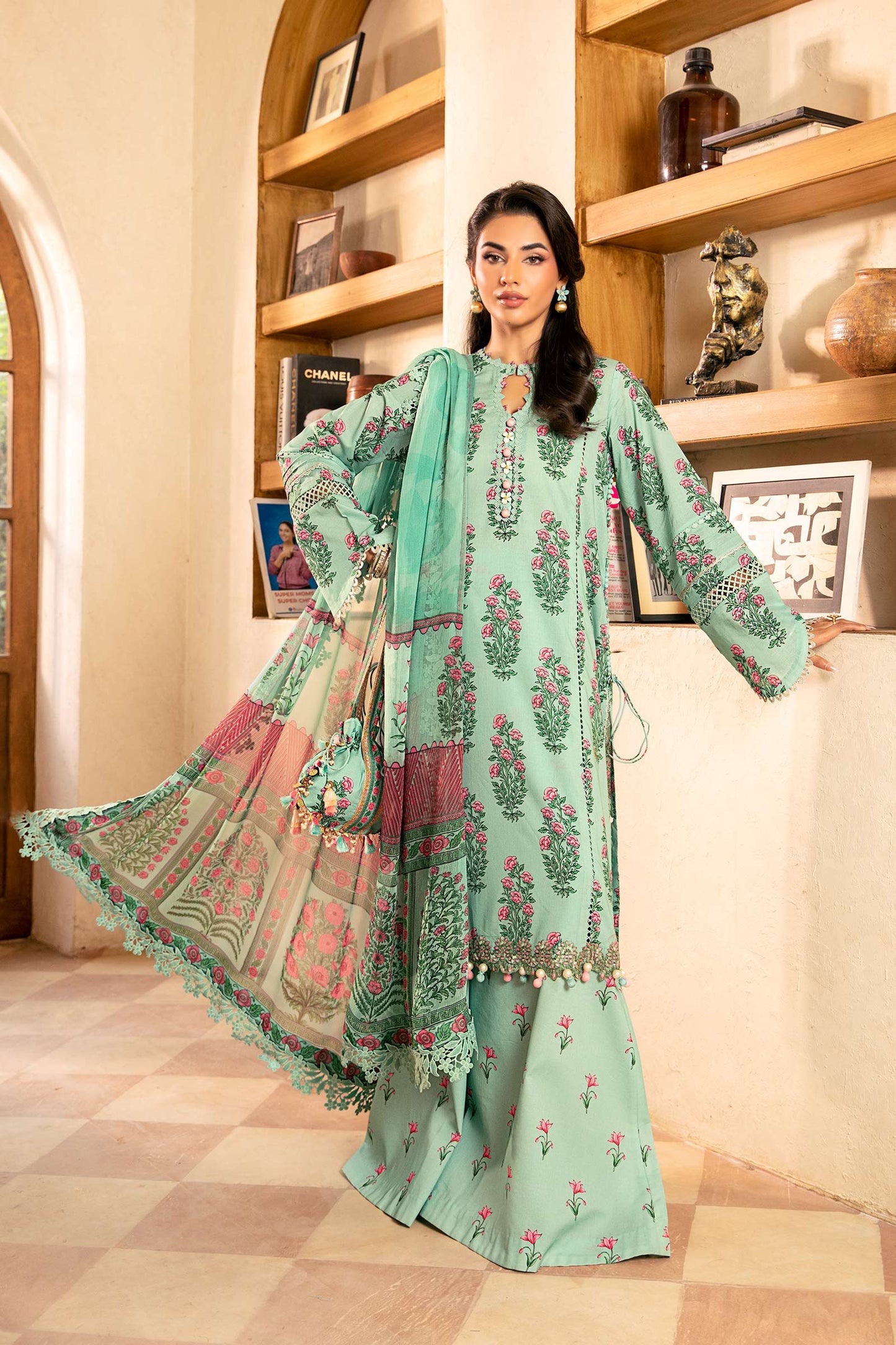 Maria B | Eid Basic Lawn | MB-CUS25-908B by Maria Faisal - Registered Vendor of : Maria B - type : Ladies Clothes - 100% original wedding dresses