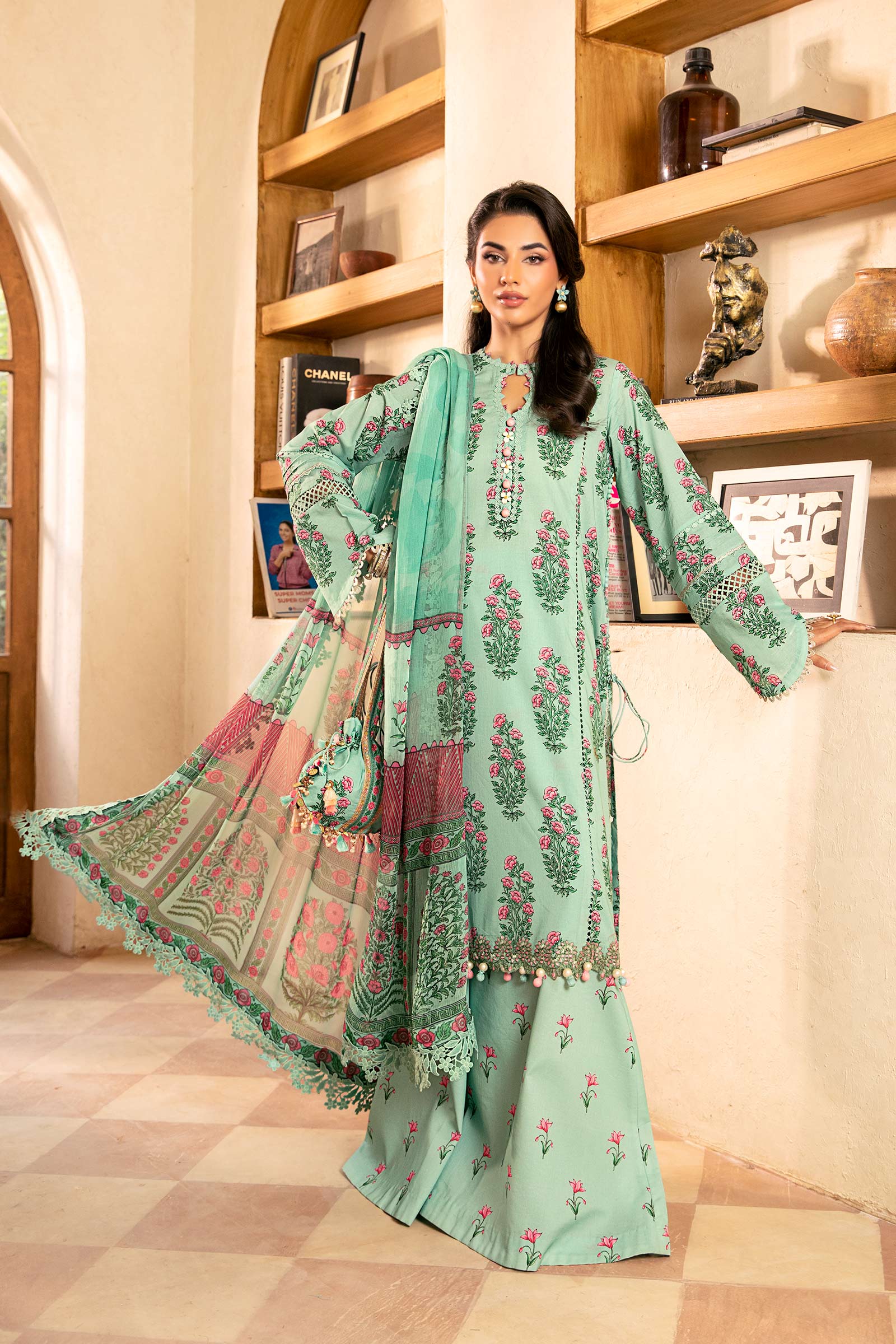 Maria B | Eid Basic Lawn | MB-CUS25-908B by Maria Faisal - Registered Vendor of : Maria B - type : Ladies Clothes - 100% original wedding dresses
